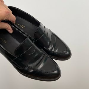 Minelli black leather penny loafers sz 9